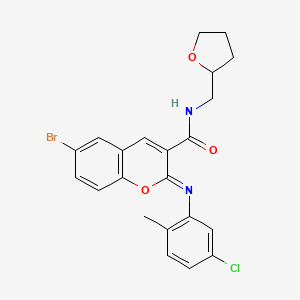 molecular formula C22H20BrClN2O3 B2849283 (2Z)-6-bromo-2-[(5-chloro-2-methylphenyl)imino]-N-(tetrahydrofuran-2-ylmethyl)-2H-chromene-3-carboxamide CAS No. 1327195-24-3