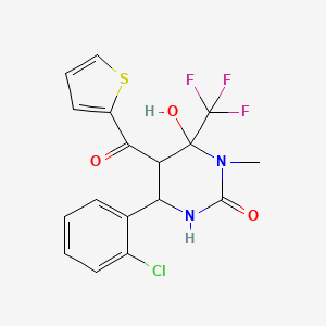 4-(2-Chlorophenyl)-6-hydroxy-1-methyl-5-(thiophene-2-carbonyl)-6-(trifluoromethyl)-1,3-diazinan-2-one
