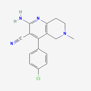 molecular formula C16H15ClN4 B2849297 2-Amino-4-(4-chlorophenyl)-6-methyl-5,6,7,8-tetrahydro-1,6-naphthyridine-3-carbonitrile CAS No. 409093-30-7