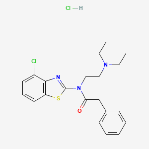 molecular formula C21H25Cl2N3OS B2849302 N-(4-chlorobenzo[d]thiazol-2-yl)-N-(2-(diethylamino)ethyl)-2-phenylacetamide hydrochloride CAS No. 1215722-00-1