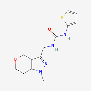 molecular formula C13H16N4O2S B2849305 1-((1-Methyl-1,4,6,7-tetrahydropyrano[4,3-c]pyrazol-3-yl)methyl)-3-(thiophen-2-yl)urea CAS No. 1797079-90-3