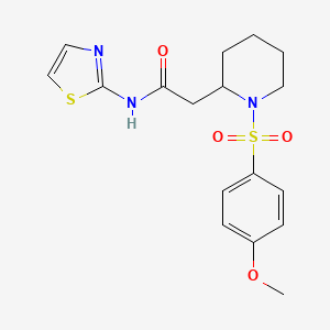 molecular formula C17H21N3O4S2 B2849307 2-(1-((4-methoxyphenyl)sulfonyl)piperidin-2-yl)-N-(thiazol-2-yl)acetamide CAS No. 941905-42-6