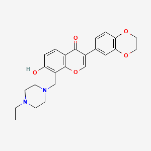 molecular formula C24H26N2O5 B2849308 3-(2,3-二氢苯并[b][1,4]二氧杂环己烷-6-基)-8-((4-乙基哌嗪-1-基)甲基)-7-羟基-4H-香豆素-4-酮 CAS No. 845989-35-7