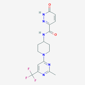 molecular formula C16H17F3N6O2 B2849320 N-(1-(2-methyl-6-(trifluoromethyl)pyrimidin-4-yl)piperidin-4-yl)-6-oxo-1,6-dihydropyridazine-3-carboxamide CAS No. 2034598-52-0