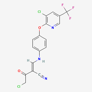 molecular formula C17H10Cl2F3N3O2 B2849323 2-(2-Chloroacetyl)-3-(4-{[3-chloro-5-(trifluoromethyl)-2-pyridinyl]oxy}anilino)acrylonitrile CAS No. 1164457-74-2