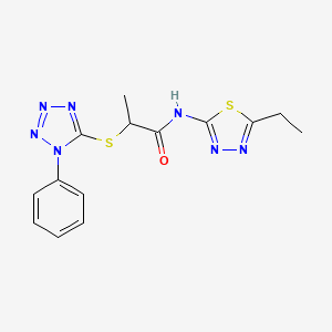 B2849335 N-(5-ethyl-1,3,4-thiadiazol-2-yl)-2-[(1-phenyl-1H-tetrazol-5-yl)sulfanyl]propanamide CAS No. 887346-78-3