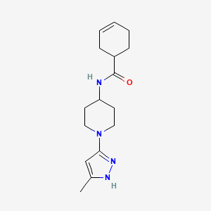molecular formula C16H24N4O B2849338 N-(1-(5-methyl-1H-pyrazol-3-yl)piperidin-4-yl)cyclohex-3-enecarboxamide CAS No. 2034205-01-9