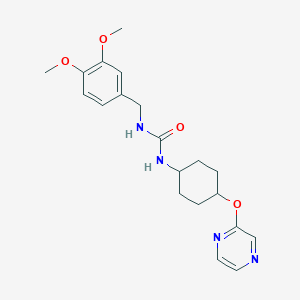 1-(3,4-Dimethoxybenzyl)-3-((1r,4r)-4-(pyrazin-2-yloxy)cyclohexyl)urea