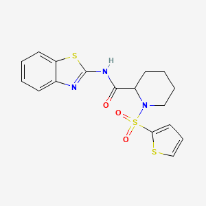 molecular formula C17H17N3O3S3 B2849345 N-(苯并[d]噻唑-2-基)-1-(噻吩-2-基磺酰)哌啶-2-甲酰胺 CAS No. 1096496-70-6