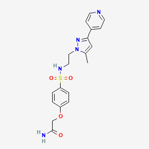 molecular formula C19H21N5O4S B2849353 2-(4-(N-(2-(5-甲基-3-(吡啶-4-基)-1H-吡唑-1-基)乙基)磺胺基)苯氧基)乙酰胺 CAS No. 2034505-96-7