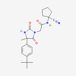 molecular formula C22H28N4O3 B2849355 2-[4-(4-Tert-butylphenyl)-4-methyl-2,5-dioxoimidazolidin-1-YL]-N-(1-cyanocyclopentyl)acetamide CAS No. 1240817-41-7