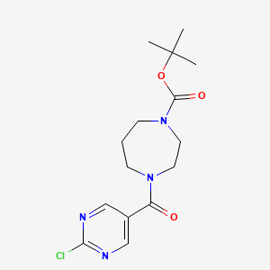 molecular formula C15H21ClN4O3 B2849356 Tert-butyl 4-(2-chloropyrimidine-5-carbonyl)-1,4-diazepane-1-carboxylate CAS No. 1877732-25-6