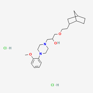 molecular formula C23H38Cl2N2O3 B2849370 1-(2-((1R,4S)-bicyclo[2.2.1]heptan-2-yl)ethoxy)-3-(4-(2-methoxyphenyl)piperazin-1-yl)propan-2-ol dihydrochloride CAS No. 1351649-45-0