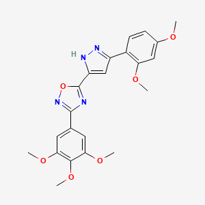 molecular formula C22H22N4O6 B2849389 5-(3-(2,4-dimethoxyphenyl)-1H-pyrazol-5-yl)-3-(3,4,5-trimethoxyphenyl)-1,2,4-oxadiazole CAS No. 1037197-02-6