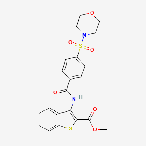 molecular formula C21H20N2O6S2 B2849391 苯并噻吩-2-甲酸甲酯 3-(4-(吗啉磺酰基)苯甲酰氨基)甲基 CAS No. 397278-82-9