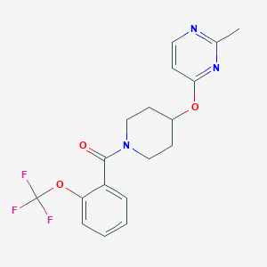 molecular formula C18H18F3N3O3 B2849395 (4-((2-Methylpyrimidin-4-yl)oxy)piperidin-1-yl)(2-(trifluoromethoxy)phenyl)methanone CAS No. 2097888-08-7