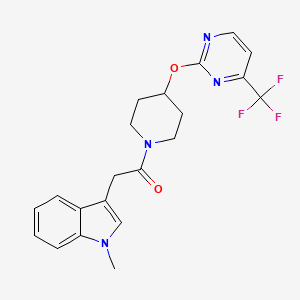 molecular formula C21H21F3N4O2 B2849402 2-(1-Methylindol-3-yl)-1-[4-[4-(trifluoromethyl)pyrimidin-2-yl]oxypiperidin-1-yl]ethanone CAS No. 2380185-39-5