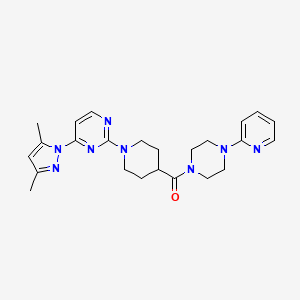 molecular formula C24H30N8O B2849403 {1-[4-(3,5-二甲基-1H-吡唑-1-基)-2-嘧啶基]-4-哌啶基}[4-(2-吡啶基)哌嗪基]甲酮 CAS No. 1251679-46-5