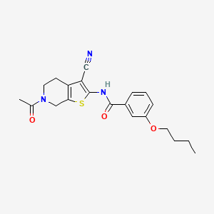 N-(6-acetyl-3-cyano-4,5,6,7-tetrahydrothieno[2,3-c]pyridin-2-yl)-3-butoxybenzamide