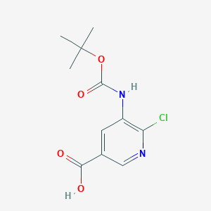 molecular formula C11H13ClN2O4 B2849448 6-Chloro-5-[(2-methylpropan-2-yl)oxycarbonylamino]pyridine-3-carboxylic acid CAS No. 2248286-94-2