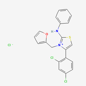 molecular formula C20H15Cl3N2OS B2849452 4-(2,4-Dichlorophenyl)-3-(furan-2-ylmethyl)-2-(phenylamino)thiazol-3-ium chloride CAS No. 477526-47-9