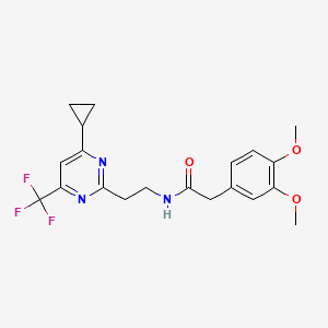 molecular formula C20H22F3N3O3 B2849460 N-(2-(4-环丙基-6-(三氟甲基)嘧啶-2-基)乙基)-2-(3,4-二甲氧基苯基)乙酰胺 CAS No. 1396866-68-4