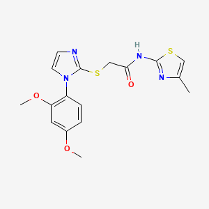 B2849469 2-((1-(2,4-dimethoxyphenyl)-1H-imidazol-2-yl)thio)-N-(4-methylthiazol-2-yl)acetamide CAS No. 869345-71-1