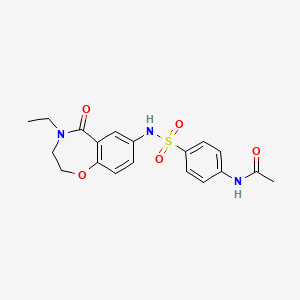 molecular formula C19H21N3O5S B2849471 N-(4-(N-(4-ethyl-5-oxo-2,3,4,5-tetrahydrobenzo[f][1,4]oxazepin-7-yl)sulfamoyl)phenyl)acetamide CAS No. 922553-53-5