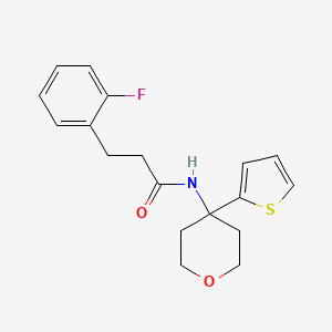 3-(2-fluorophenyl)-N-(4-(thiophen-2-yl)tetrahydro-2H-pyran-4-yl)propanamide