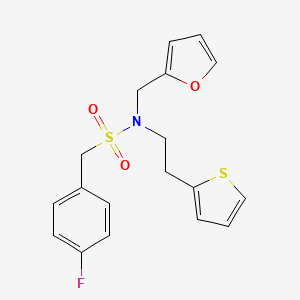 molecular formula C18H18FNO3S2 B2849475 1-(4-fluorophenyl)-N-(furan-2-ylmethyl)-N-(2-(thiophen-2-yl)ethyl)methanesulfonamide CAS No. 1396853-41-0
