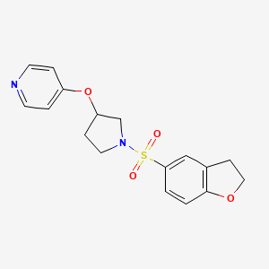 molecular formula C17H18N2O4S B2849491 4-((1-((2,3-Dihydrobenzofuran-5-yl)sulfonyl)pyrrolidin-3-yl)oxy)pyridine CAS No. 1954762-52-7