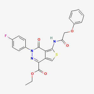 molecular formula C23H18FN3O5S B2849498 乙酸3-(4-氟苯基)-4-氧代-5-(2-苯氧基乙酰氨基)-3,4-二氢噻吩[3,4-d]吡啶-1-甲酯 CAS No. 851949-65-0