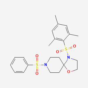 molecular formula C22H28N2O5S2 B2849502 4-(Mesitylsulfonyl)-8-(phenylsulfonyl)-1-oxa-4,8-diazaspiro[4.5]decane CAS No. 898408-30-5