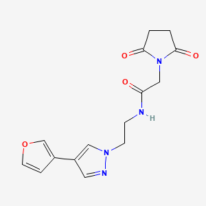 molecular formula C15H16N4O4 B2849503 2-(2,5-dioxopyrrolidin-1-yl)-N-(2-(4-(furan-3-yl)-1H-pyrazol-1-yl)ethyl)acetamide CAS No. 2034376-13-9