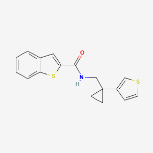 molecular formula C17H15NOS2 B2849506 N-{[1-(thiophen-3-yl)cyclopropyl]methyl}-1-benzothiophene-2-carboxamide CAS No. 2415634-56-7
