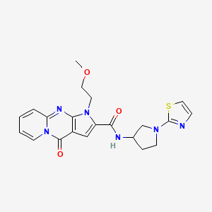 molecular formula C21H22N6O3S B2849507 1-(2-methoxyethyl)-4-oxo-N-(1-(thiazol-2-yl)pyrrolidin-3-yl)-1,4-dihydropyrido[1,2-a]pyrrolo[2,3-d]pyrimidine-2-carboxamide CAS No. 1788557-19-6