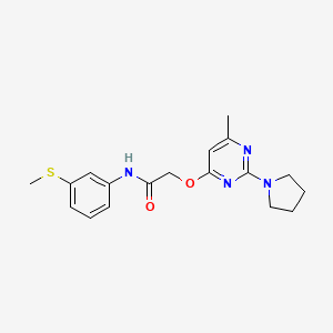 molecular formula C18H22N4O2S B2849508 2-((6-methyl-2-(pyrrolidin-1-yl)pyrimidin-4-yl)oxy)-N-(3-(methylthio)phenyl)acetamide CAS No. 1029763-53-8