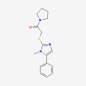 molecular formula C16H19N3OS B2849512 2-((1-methyl-5-phenyl-1H-imidazol-2-yl)thio)-1-(pyrrolidin-1-yl)ethanone CAS No. 1207012-52-9