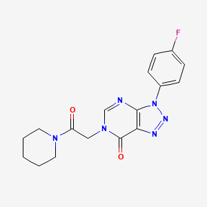 molecular formula C17H17FN6O2 B2849515 3-(4-fluorophenyl)-6-(2-oxo-2-(piperidin-1-yl)ethyl)-3H-[1,2,3]triazolo[4,5-d]pyrimidin-7(6H)-one CAS No. 847384-05-8