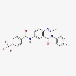 molecular formula C24H18F3N3O2 B2849526 N-(2-甲基-4-氧代-3-(对甲苯)-3,4-二氢喹唑啉-6-基)-4-(三氟甲基)苯甲酰胺 CAS No. 1105206-15-2