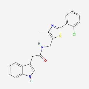 molecular formula C21H18ClN3OS B2849528 N-((2-(2-chlorophenyl)-4-methylthiazol-5-yl)methyl)-2-(1H-indol-3-yl)acetamide CAS No. 1448035-15-1