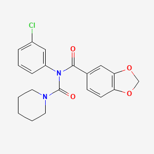 molecular formula C20H19ClN2O4 B2849530 N-(benzo[d][1,3]dioxole-5-carbonyl)-N-(3-chlorophenyl)piperidine-1-carboxamide CAS No. 941869-90-5