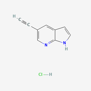 molecular formula C9H7ClN2 B2849537 1H-吡咯并[2,3-b]吡啶，5-乙炔基-，盐酸盐(1:1) CAS No. 2243509-58-0