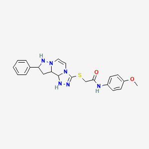 molecular formula C22H18N6O2S B2849545 N-(4-methoxyphenyl)-2-({11-phenyl-3,4,6,9,10-pentaazatricyclo[7.3.0.0^{2,6}]dodeca-1(12),2,4,7,10-pentaen-5-yl}sulfanyl)acetamide CAS No. 1206989-17-4
