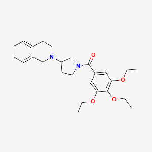 molecular formula C26H34N2O4 B2849546 (3-(3,4-dihydroisoquinolin-2(1H)-yl)pyrrolidin-1-yl)(3,4,5-triethoxyphenyl)methanone CAS No. 2034265-39-7