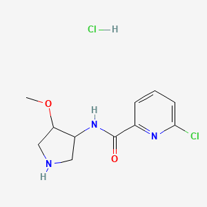 molecular formula C11H15Cl2N3O2 B2849548 6-Chloro-N-(4-methoxypyrrolidin-3-yl)pyridine-2-carboxamide;hydrochloride CAS No. 2261210-11-9