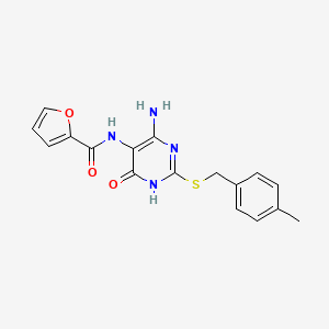 molecular formula C17H16N4O3S B2849554 N-(4-amino-2-((4-methylbenzyl)thio)-6-oxo-1,6-dihydropyrimidin-5-yl)furan-2-carboxamide CAS No. 868226-61-3
