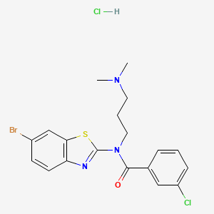 molecular formula C19H20BrCl2N3OS B2849559 N-(6-溴苯并[d]噻唑-2-基)-3-氯-N-(3-(二甲基氨基)丙基)苯甲酰胺盐酸盐 CAS No. 1215548-24-5