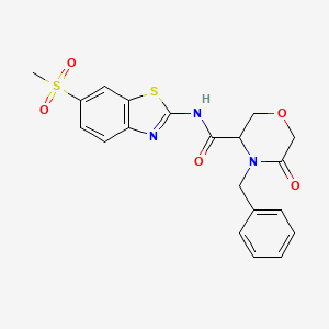 molecular formula C20H19N3O5S2 B2849563 4-benzyl-N-(6-(methylsulfonyl)benzo[d]thiazol-2-yl)-5-oxomorpholine-3-carboxamide CAS No. 1351588-11-8