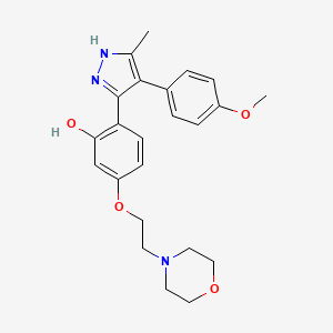 molecular formula C23H27N3O4 B2849566 2-(4-(4-methoxyphenyl)-5-methyl-1H-pyrazol-3-yl)-5-(2-morpholinoethoxy)phenol CAS No. 1092972-43-4